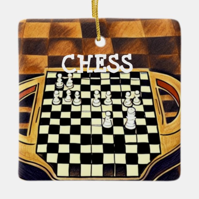 CHESS BOARD STYLE KERAMIKORNAMENT (Vorderseite)