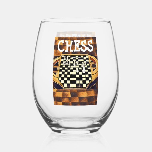 CHESS BOARD STYLE WEINGLAS OHNE STIEL (Vorderseite)