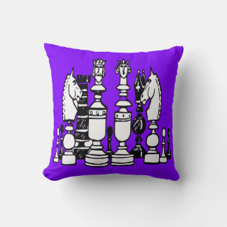 Chess decor pillow black white purple pillow kissen