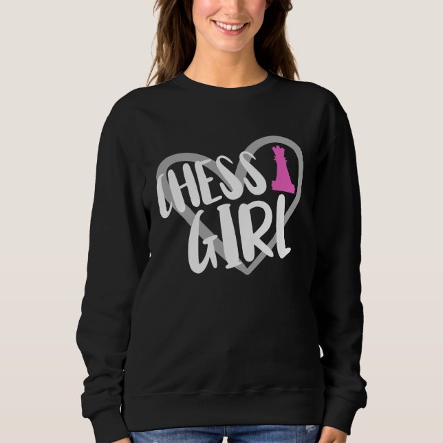 Chess Girl Heart Chess Player Sweatshirt (Vorderseite)