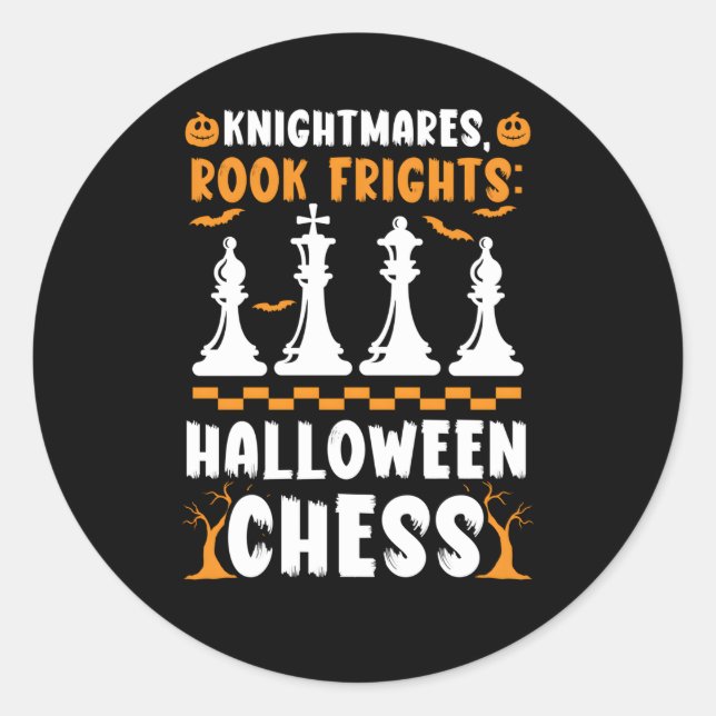 Chess Halloween Trick oder Treten Schachspieler Sc Runder Aufkleber (Vorderseite)