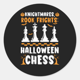 Chess Halloween Trick oder Treten Schachspieler Sc Runder Aufkleber