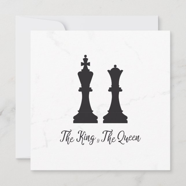 Chess King and Queen Pieces Wedding Design (Vorderseite)