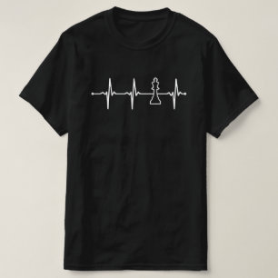 Chess Lineart Minimalistic Ecg Heartbeat Design Bv T-Shirt