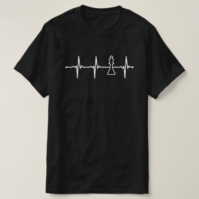 Chess Lineart Minimalistic Ecg Heartbeat Design Bv T-Shirt (Design vorne)