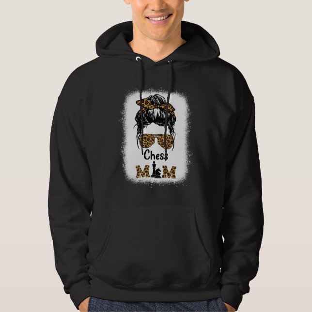 Chess Mom Bleached Leopard Print Women Chess Hoodie (Vorderseite)
