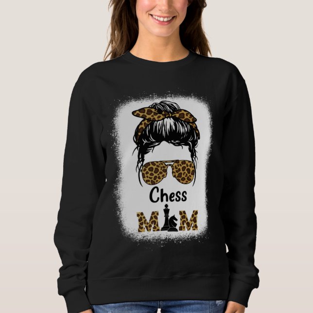 Chess Mom Bleached Leopard Print Women Chess Sweatshirt (Vorderseite)