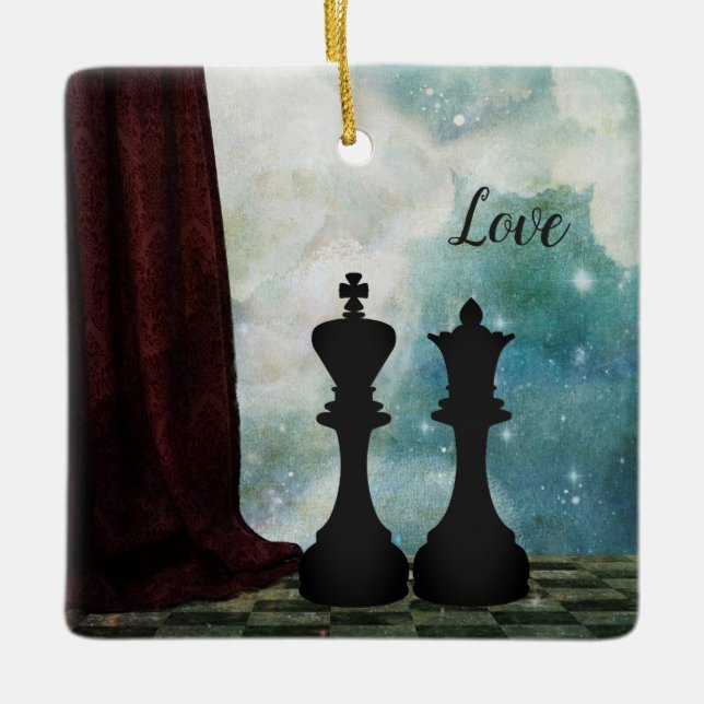 Chess Piece King und Queen Liebe Paare Keramikornament (Vorderseite)