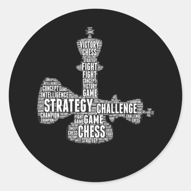 Chess Piece Words Strategy Challenge Board game Runder Aufkleber (Vorderseite)