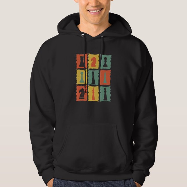 Chess Pieces Retro Graphic Chess  Chess Hoodie (Vorderseite)