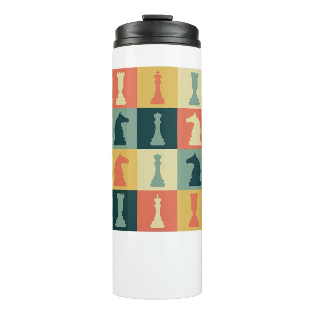 Chess Pieces Vintage Retro Checkmate Board Gift Thermosbecher (Vorderseite)
