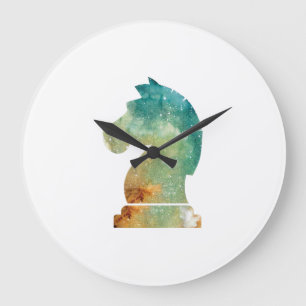 Chess Player Horse Knight Chess Lover Gift Große Wanduhr
