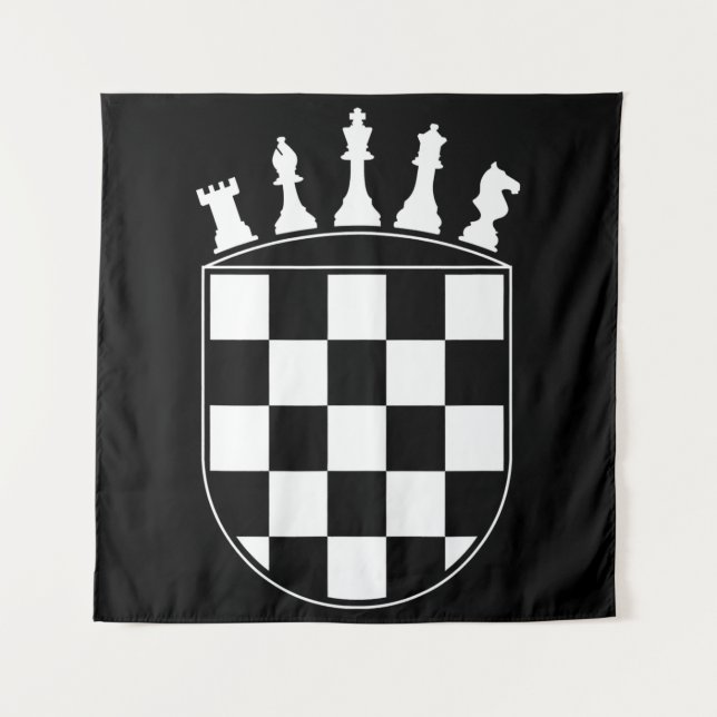 Chess Player Ohrs for Croats Croatian Flag Chess Wandteppich (Vorderseite)