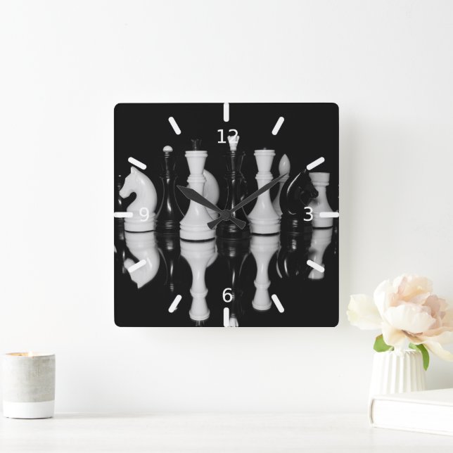 Chess Quadratische Wanduhr (Zuhause)