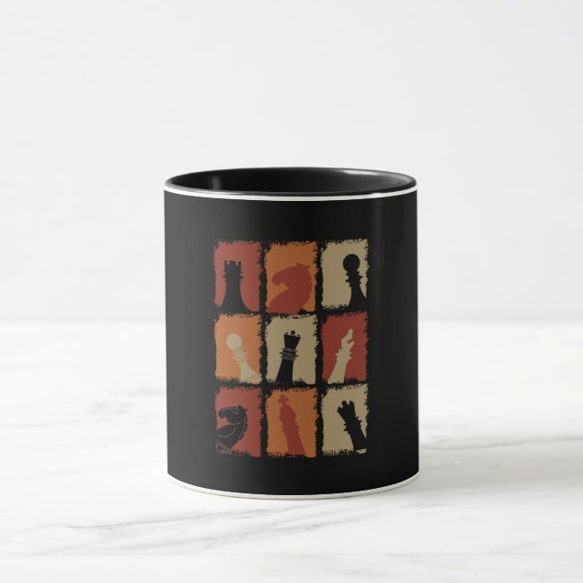 Chess Teile Retro Tasse (Zentrum)