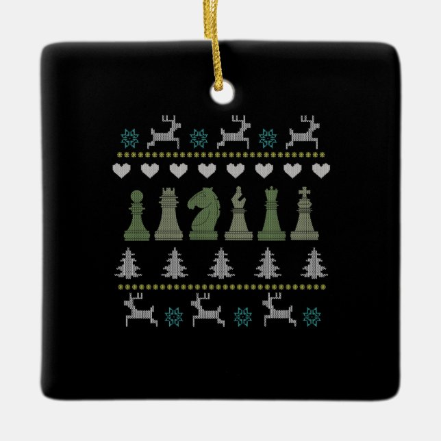 Chess Teile Ugly Christmas Keramikornament (Vorderseite)