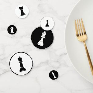 Chess Theme Party Confetti - Black & White Circles Konfetti