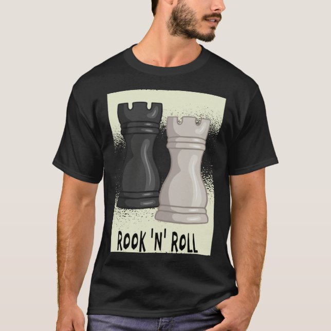 Chess word game Rook and Roll with chess piece roo T-Shirt (Vorderseite)
