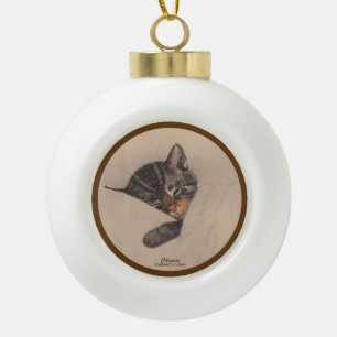 Chessie das schlafende Kätzchen Keramik-Kugel-Orna Keramik Kugel-Ornament