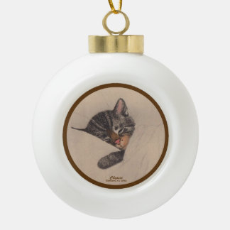 Chessie das schlafende Kätzchen Keramik-Kugel-Orna Keramik Kugel-Ornament