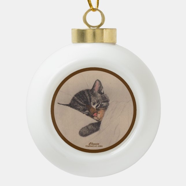 Chessie the Sleeping Kitten Keramik Ball Ornament (Vorderseite)