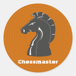 Chessmaster schwarzes Pferd Runder Aufkleber