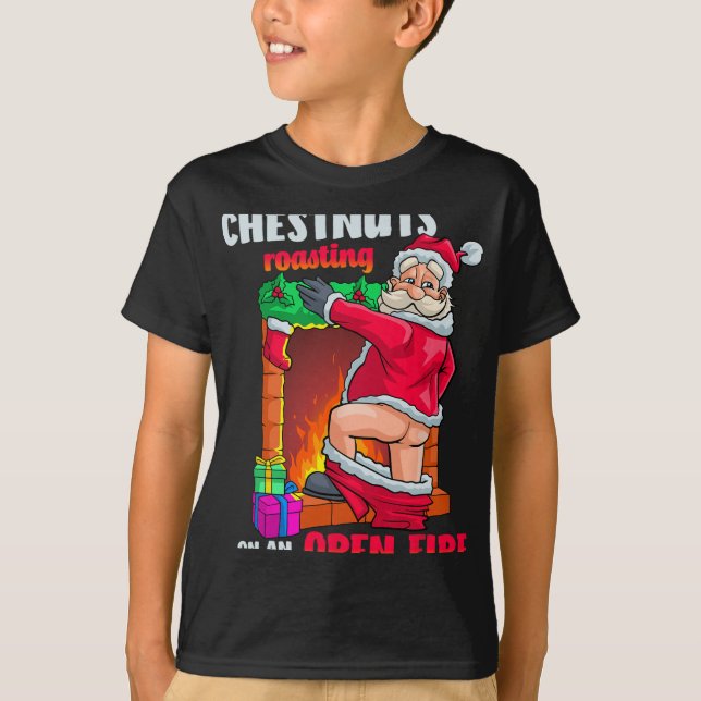 Chest Nuts Roasting Funny Naughty Santa Dirty Food T-Shirt (Vorderseite)