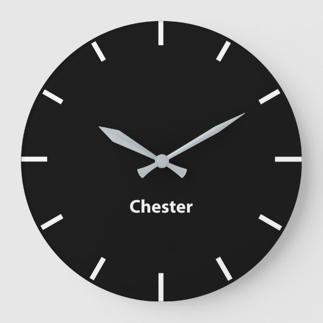 Chester Black Face Time Zone Newsroom Wall Große Wanduhr (Vorderseite)