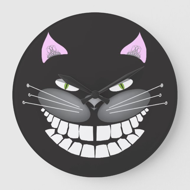 Chester der Cheshire Cat Clock Große Wanduhr (Vorderseite)