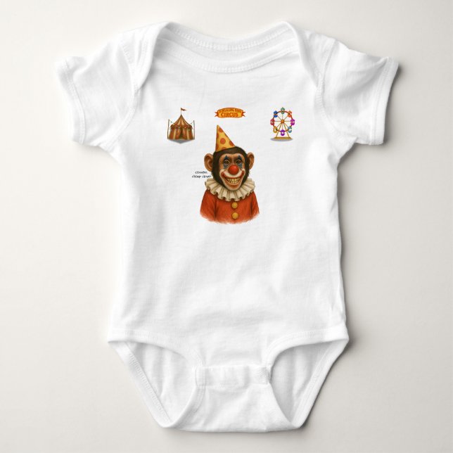 Chester der Schimpansenclown Baby Strampler (Vorderseite)