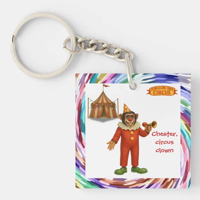 Chester der Schimpansenclown Schlüsselanhänger (Vorderseite)