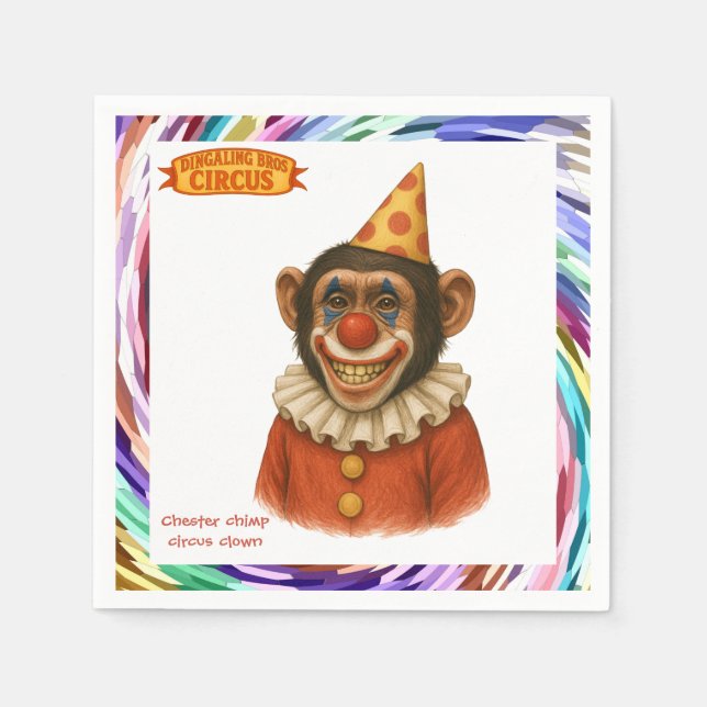 Chester der Schimpansenclown Serviette (Vorderseite)