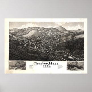 Chester Massachusetts 1885 Antike Panoramakarte Poster
