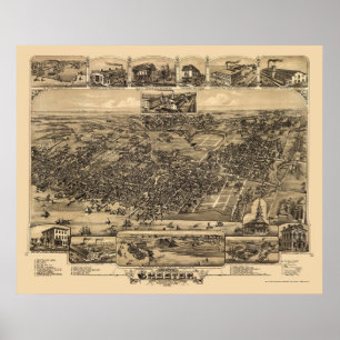 Chester, PA Panoramic Map - 1885 Poster