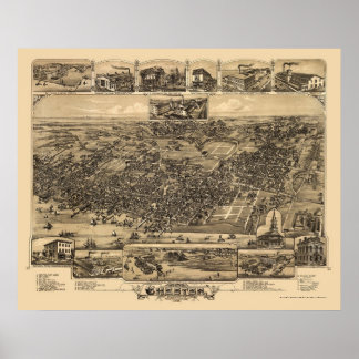 Chester, PA Panoramic Map - 1885 Poster