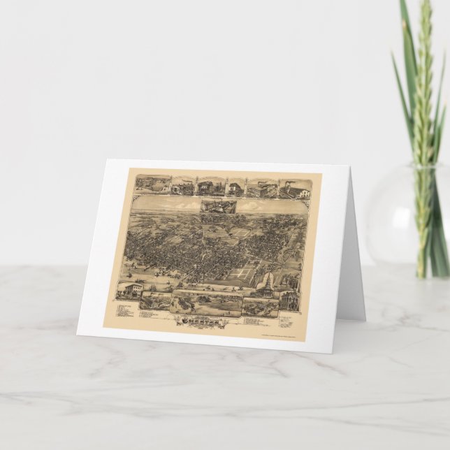 Chester, panoramische Karte PAs - 1885 (Vorderseite)