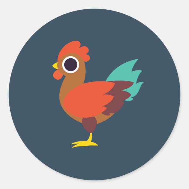 Chester the Rooster Runder Aufkleber (Vorderseite)