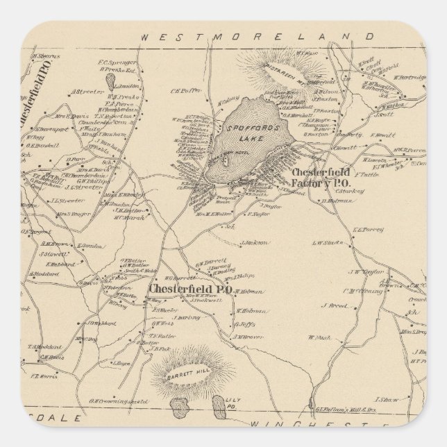 Chesterfield, Cheshire Co Quadratischer Aufkleber (Vorderseite)