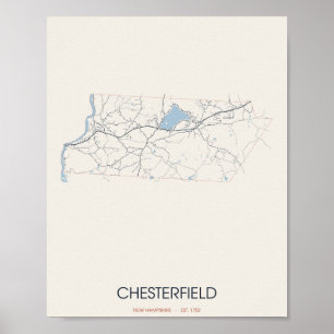 Chesterfield New Hampshire Straßenkarte Poster