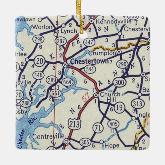 Chestertown MD Vintage Karte Keramikornament (Vorderseite)