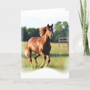 Chestnut Galloping Horse Greeting Card Karte