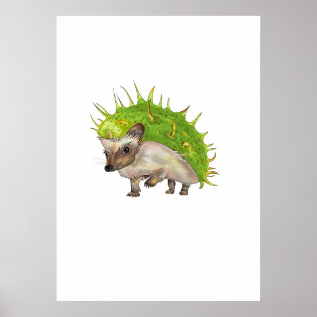 Chestnut Hedgehog Botanical Art Poster (Vorne)