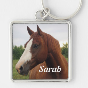 Chestnut Horse with Blaze Personalized Keychain Schlüsselanhänger