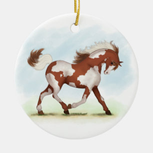 Chestnut Overo Skewbald Horse Keramik Ornament