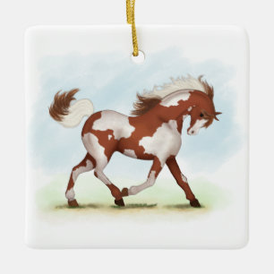 Chestnut Overo Skewbald Horse Keramikornament