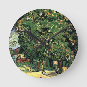 Chestnut Trees in Blossom - Gogh Runde Wanduhr