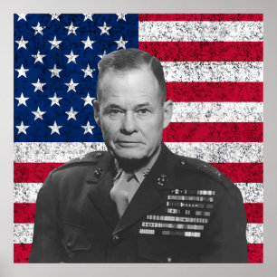 Chesty Puller und die amerikanische Flagge Poster