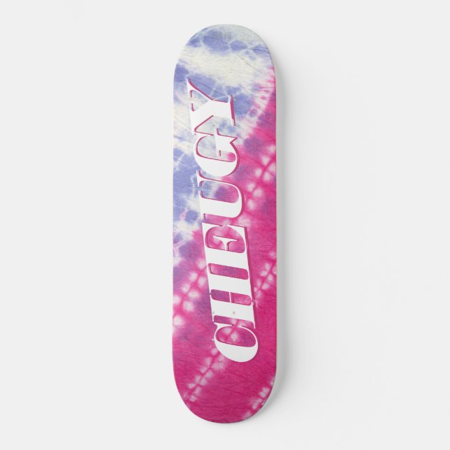 Cheugy Pink Blue Gefärbte Krawatte Skateboard (Vorderseite)
