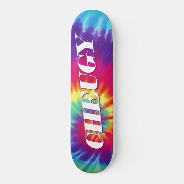 Cheugy Rainbow Gefärbte Krawatte Skateboard (Vorderseite)