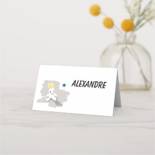 Chevalet Taufe Kleine weiße Hase Platzkarte